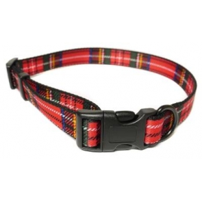 Ancol Nylon Collar Red Tartan Adjustable 45-70cm