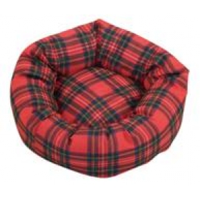 Small Red Tartan Round Dog Bed / Cat Bed - Danish Design Royal Stewart 16"