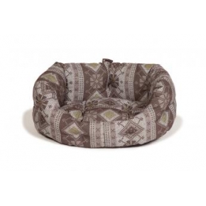 Small+ Patterned Dog Slumber Bed - Danish Design Fairisle Bracken 45cm (18")