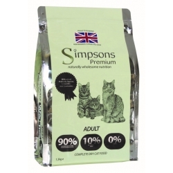 Simpsons Premium Complete Adult Cat Food 90 / 10 Chicken Fish & Turkey 1.5kg