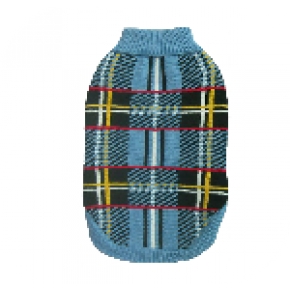 Animate Blue Tartan Design Polo Neck Jumper 12"