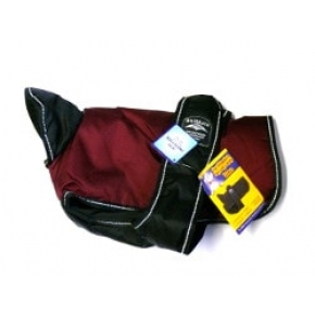 Animate Burgundy and Black Waterproof & Reflective Padded Underbelly Nylon 10" Dog Coat 