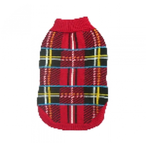 Animate Red Tartan Design Polo Neck Jumper 14"