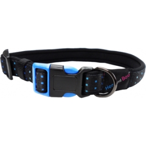 Hem & Boo Skye 1.25" X 18" - 26" Padded Adjustable Dog Collar Black & Blues