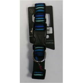 Hem & Boo Block 1/2" X 10" - 14" Adjustable Dog Collar Black & Blues