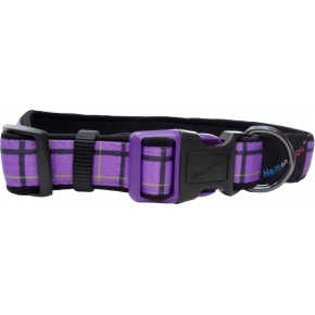 Hem And Boo Purple Check 3/4" X 10-14" Padded Adjustable Collar Purple