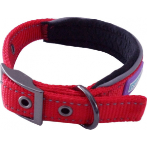 Hem And Boo Reflective & Padded Nylon Buckle Collar Medium 3/4” X 14-18” (35-45cm) Red