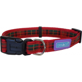 Red Tartan Adjustable Collar 3/4" Wide - 14" - 18" - 1.9 X 35 - 45cm Hem & Boo