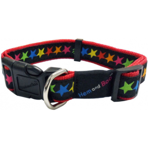 Hem & Boo Stars Adjustable Collar Black 1/2" X 10" - 14"