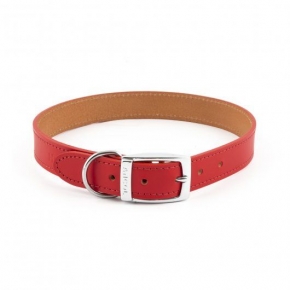 Ancol Collar Red Leather Plain 16"