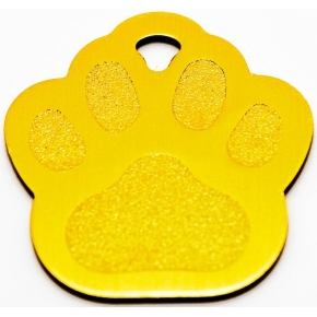 Engraved Gold Paw Print Dog Tag - Cat Tag