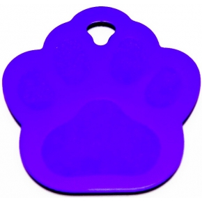 Engraved Purple Paw Print Dog Tag - Cat Tag
