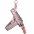 Small Pink Double Reflective & Padded Nylon Harness 3/4” X Chest 14”-18” (1.9 X 35-45cm) Hem & Boo