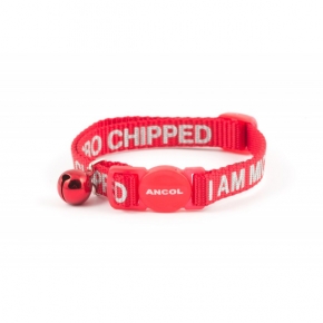 Ancol Cat Collar Safety Buckle I Am Micro Chipped Red