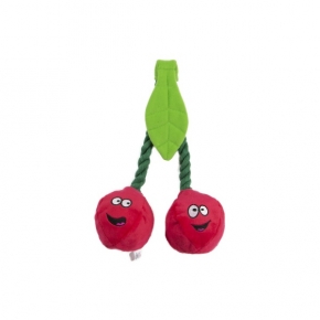 Animate Plush Cherries On Rope Dog Toy 10"