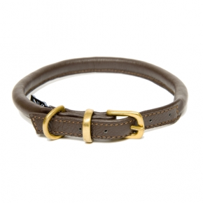 D&H Rolled Leather Collar Brown XS 23-30cm