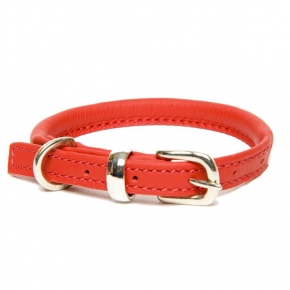 D&H Rolled Leather Collar Red M 35-42cm