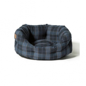 Large++ Navy / Grey Lumberjack Print Deluxe Slumber Dog Bed - Danish Design 40" 101cm