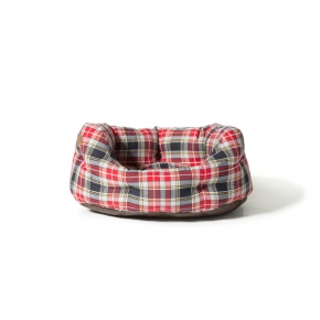 Medium Red / Grey Print Deluxe Slumber Dog Bed - Danish Design Lumberjack 24" 61cm