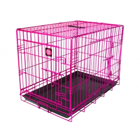 Dog Life Large Double Door Crate Pink L36" X W22" X H25" Or L91 X W56 X H64 Cm
