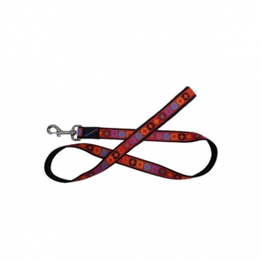 Hem And Boo Diamond Circles Dog 1" X 48" Padded Lead Red