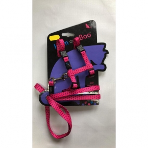 Hem And Boo Spotty Cat Adjustable Harness & Lead Set Pink/ Blue