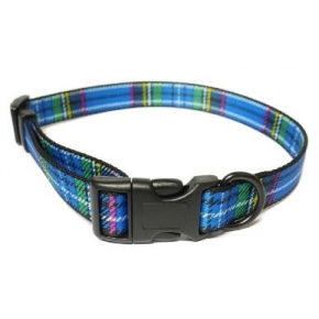 Ancol Nylon Collar Blue Tartan Adjustable 45-70cm