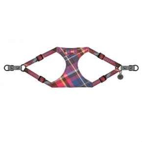 Sotnos Puppy Bow Red Tartan Harness With Grey 15mm Small