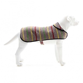 Random Recycled Stripe Dog Coat Medium With Fleece Inner Tweedmill Textiles