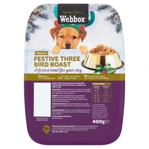 Webbox Festive Christmas Dinner Three Bird Roast For Dogs 400g