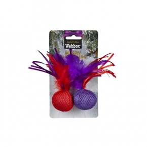 Webbox Festive Christmas Cat Twin Feather Balls